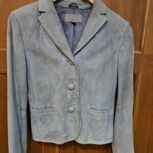 Ann Taylor Women's Suede Leather Jacket Light Blue Size 8